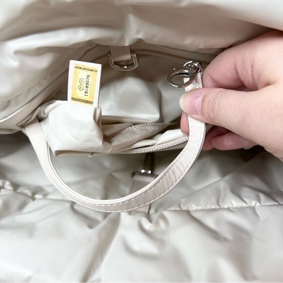 Authentic Chanel Coco Cocoon Nylon Tote Bag Tweed Print Cream Off White - Picture 14 of 15